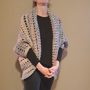 Chunky Multicolor Crochet Open Cardigan Sweater - Women's